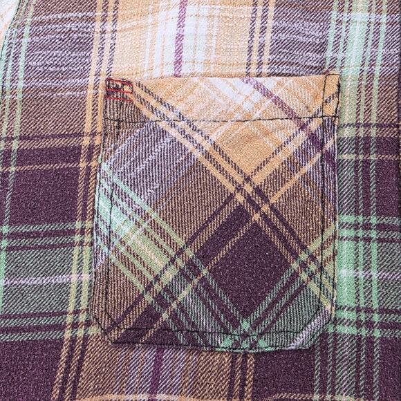 BDG Shirt Womens XS Multicolor Plaid Flannel Raw Hem Button Up Relaxed Fit Boho - Picture 14 of 16